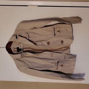 American Eagle Blazer Utility Jacket Women's Sz S Cotton Canvas Beige Khaki Tan